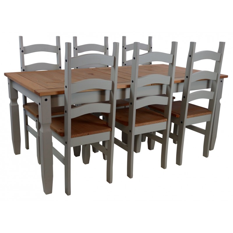 Corona Grey Wax 6'0" Dining Table & 6 Chairs